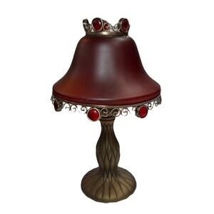 PartyLite Paris Tealight Lamp Whimsy Goth Dark Academia Red Jeweled Glass Gothic